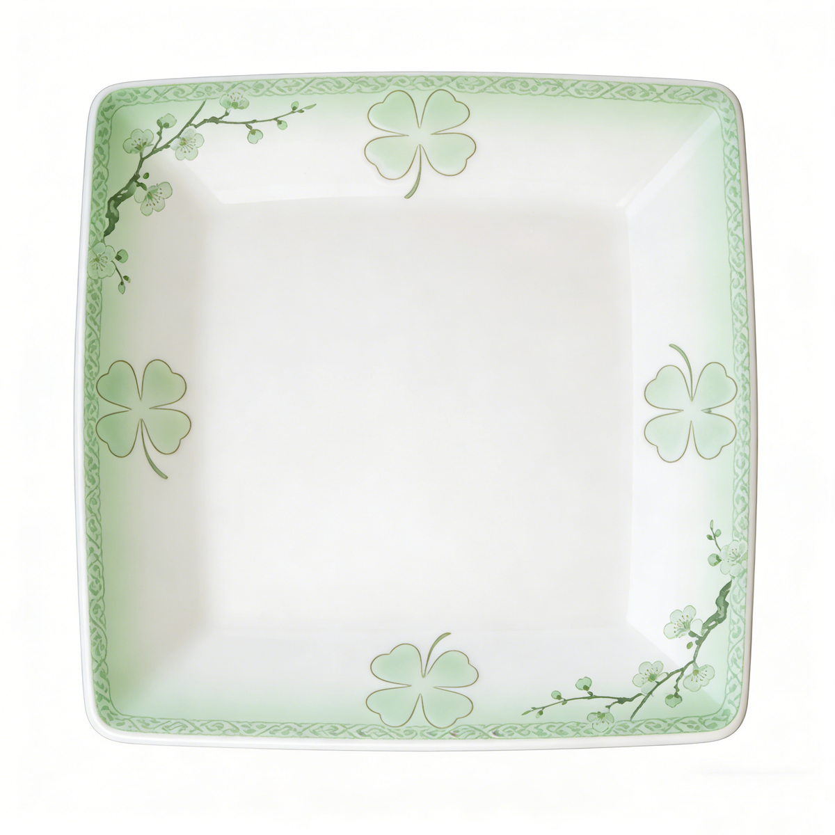 Elegant Clover & Plum Blossom Square Plate