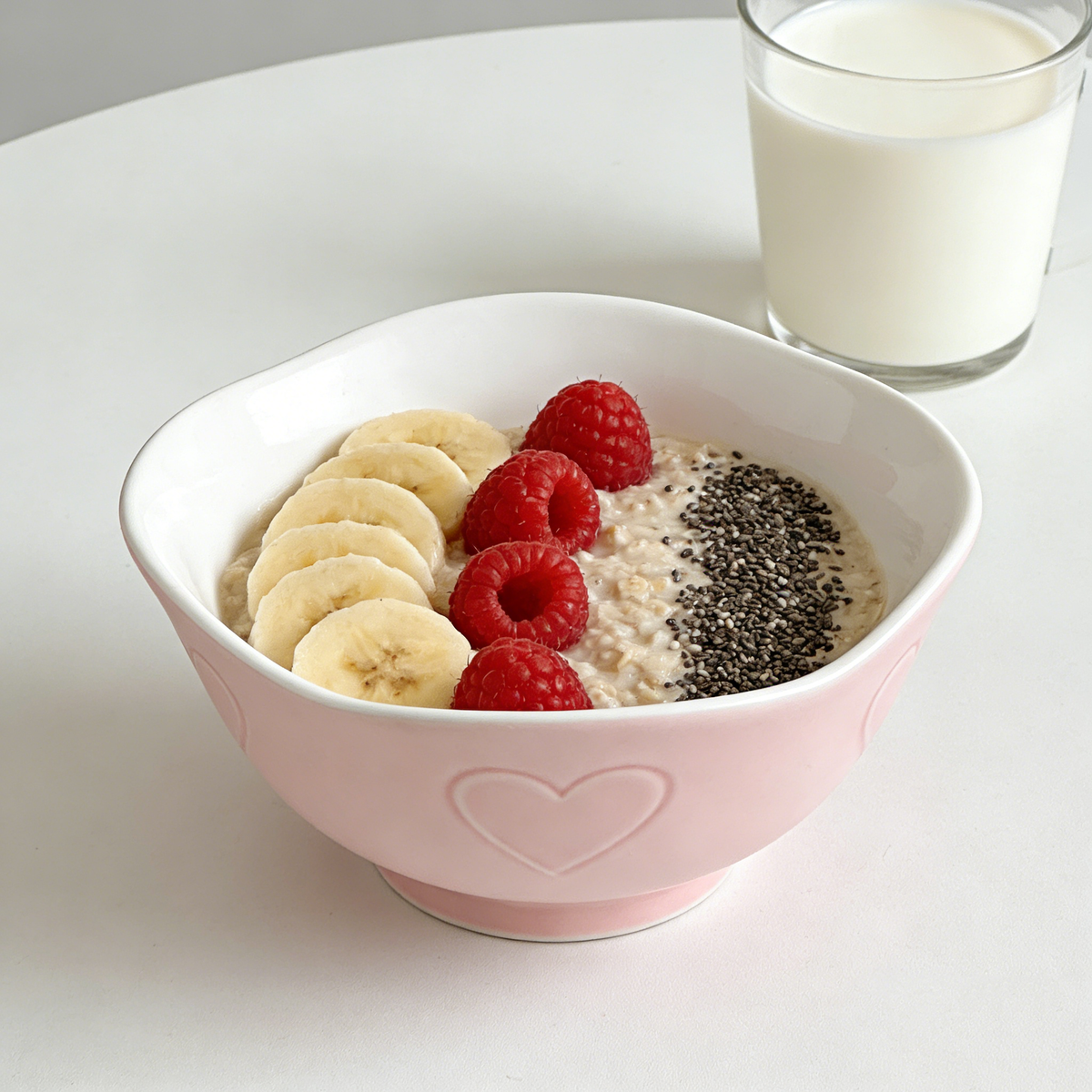 Pink Heart Embossed Ceramic Bowl