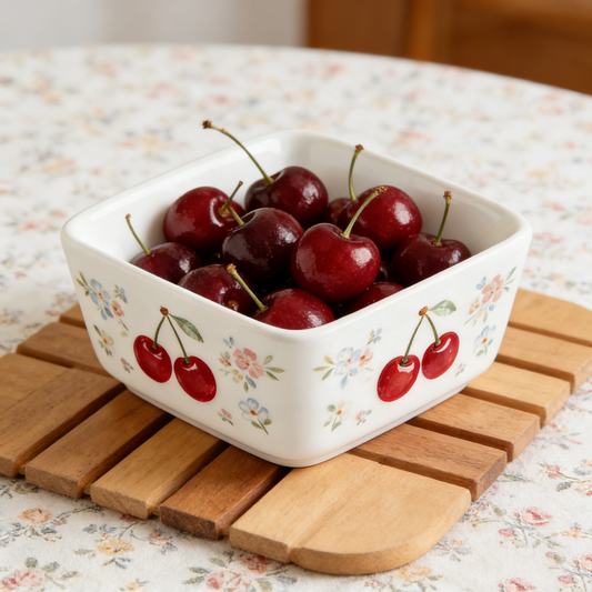 Cherry Square Ceramic Bowl