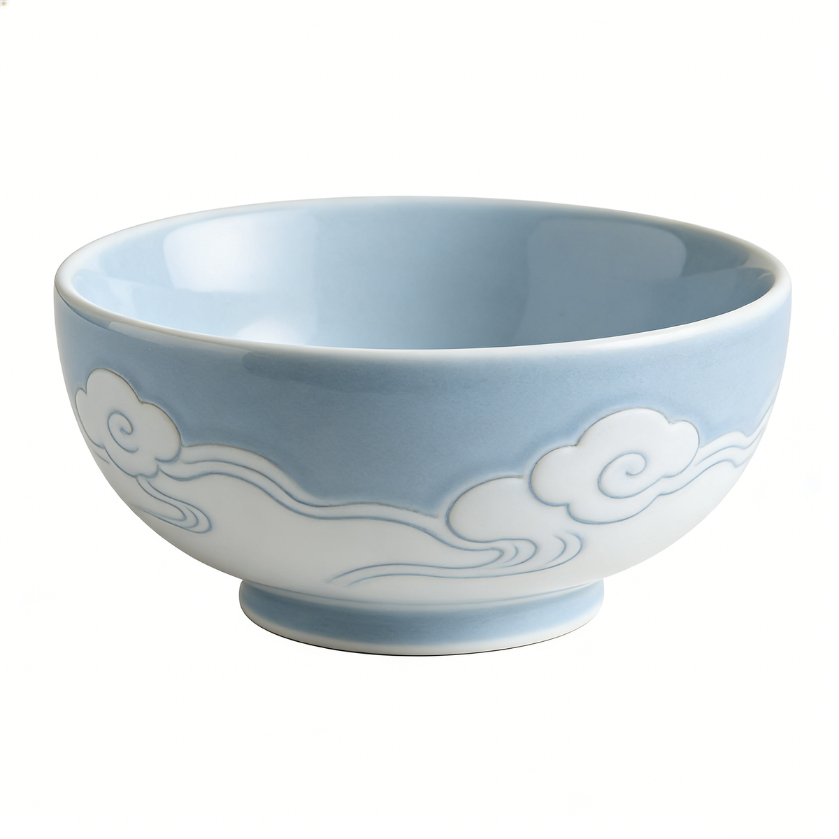 Blue Cloud Embossed Ceramic Bowl