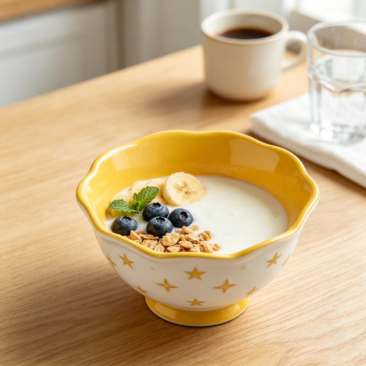 Yellow Star Scallop Ceramic Bowl