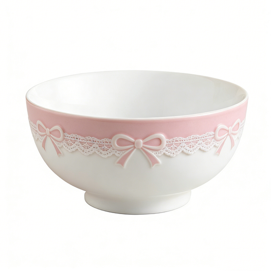 Pink Bow Lace Ceramic Bowl