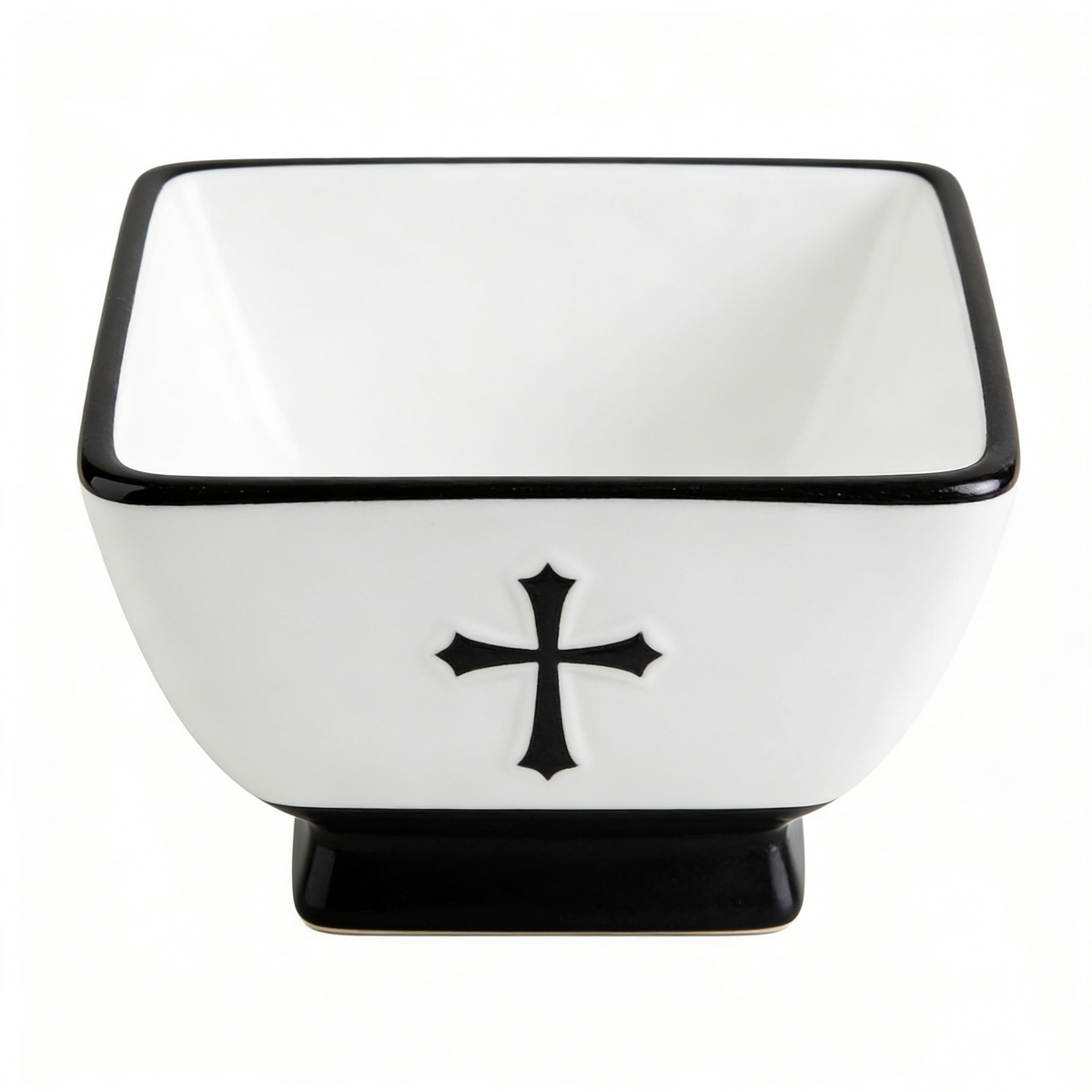 Black Cross Square Ceramic Bowl