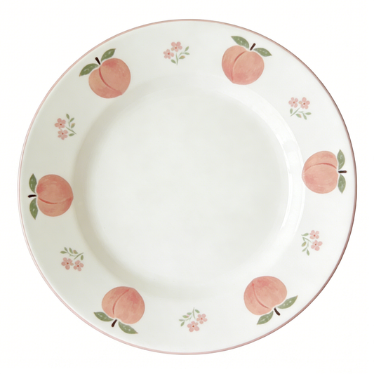 Cute Peach & Flower Round Plate