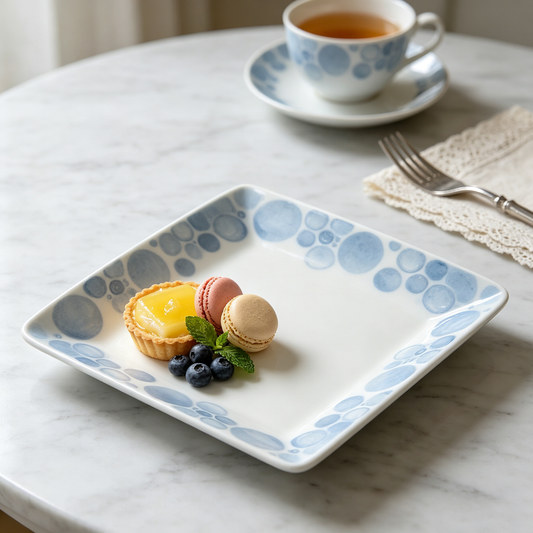 Soft Blue Bubble Square Plate
